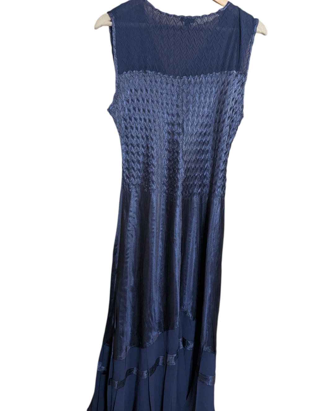 KOMAROV Sleeveless Charmeuse & Chiffon Cocktail Dress with Jacket In Navy .Sz XL - Picture 6 of 9